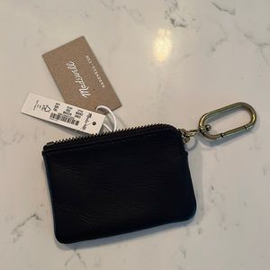 Madewell leather carabiner card pouch NWT